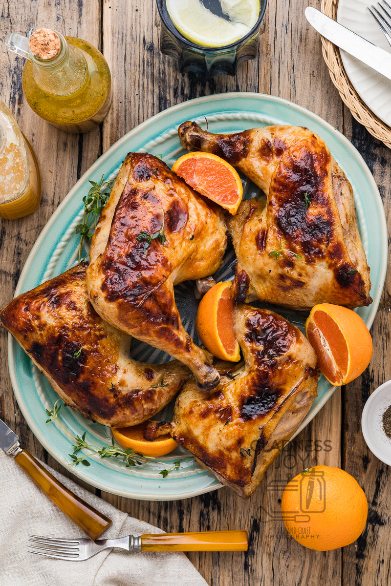 Baked Chicken Leg Quarters & Orange Vinaigrette