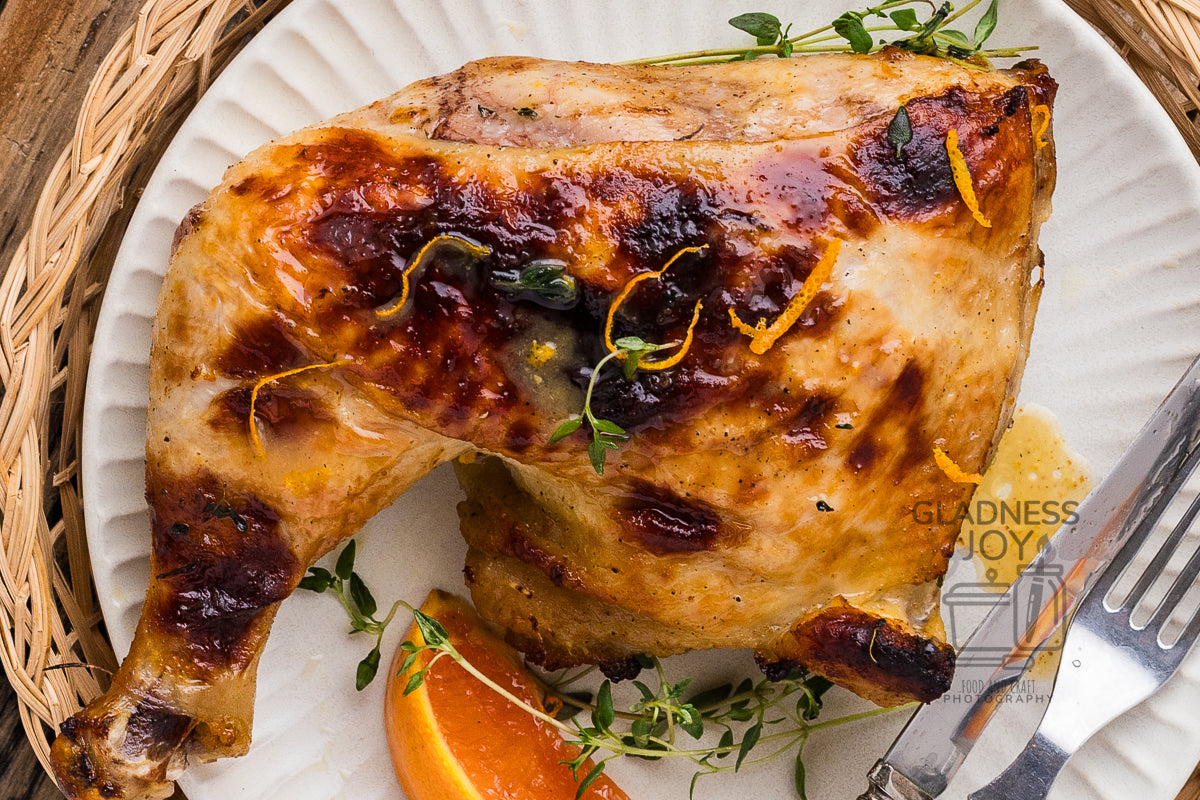 Baked Chicken Leg Quarters & Orange Vinaigrette