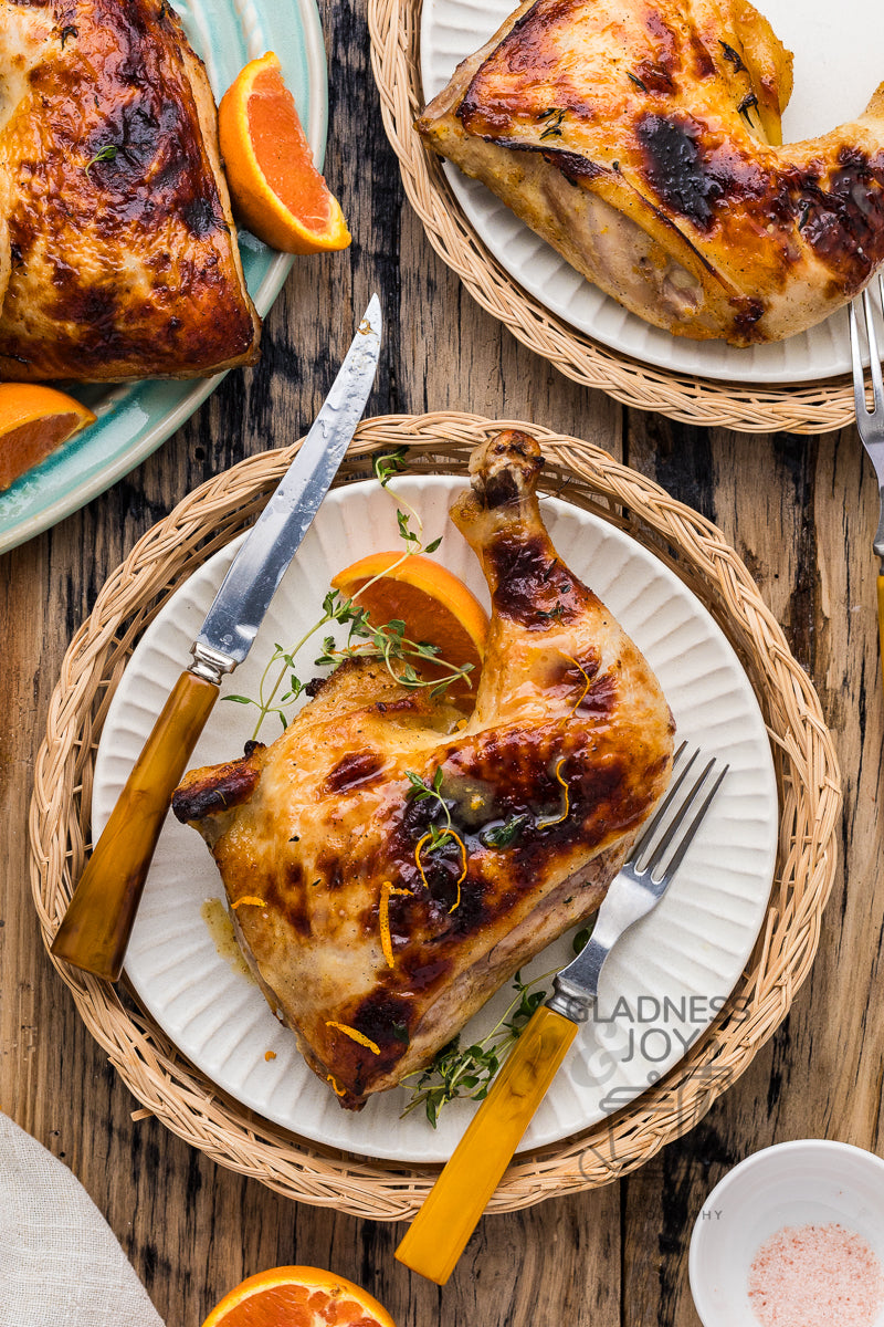 Baked Chicken Leg Quarters & Orange Vinaigrette