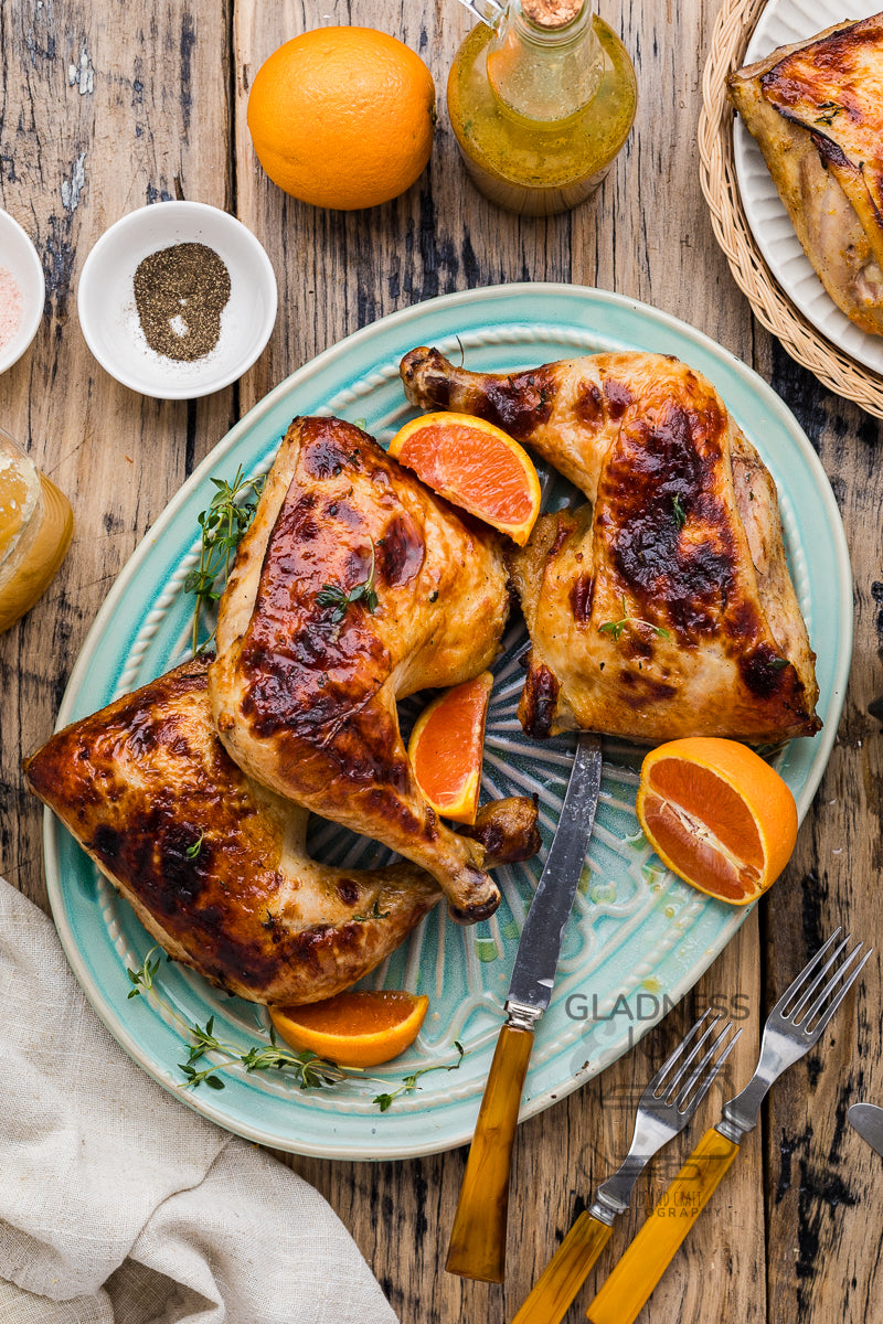 Baked Chicken Leg Quarters & Orange Vinaigrette