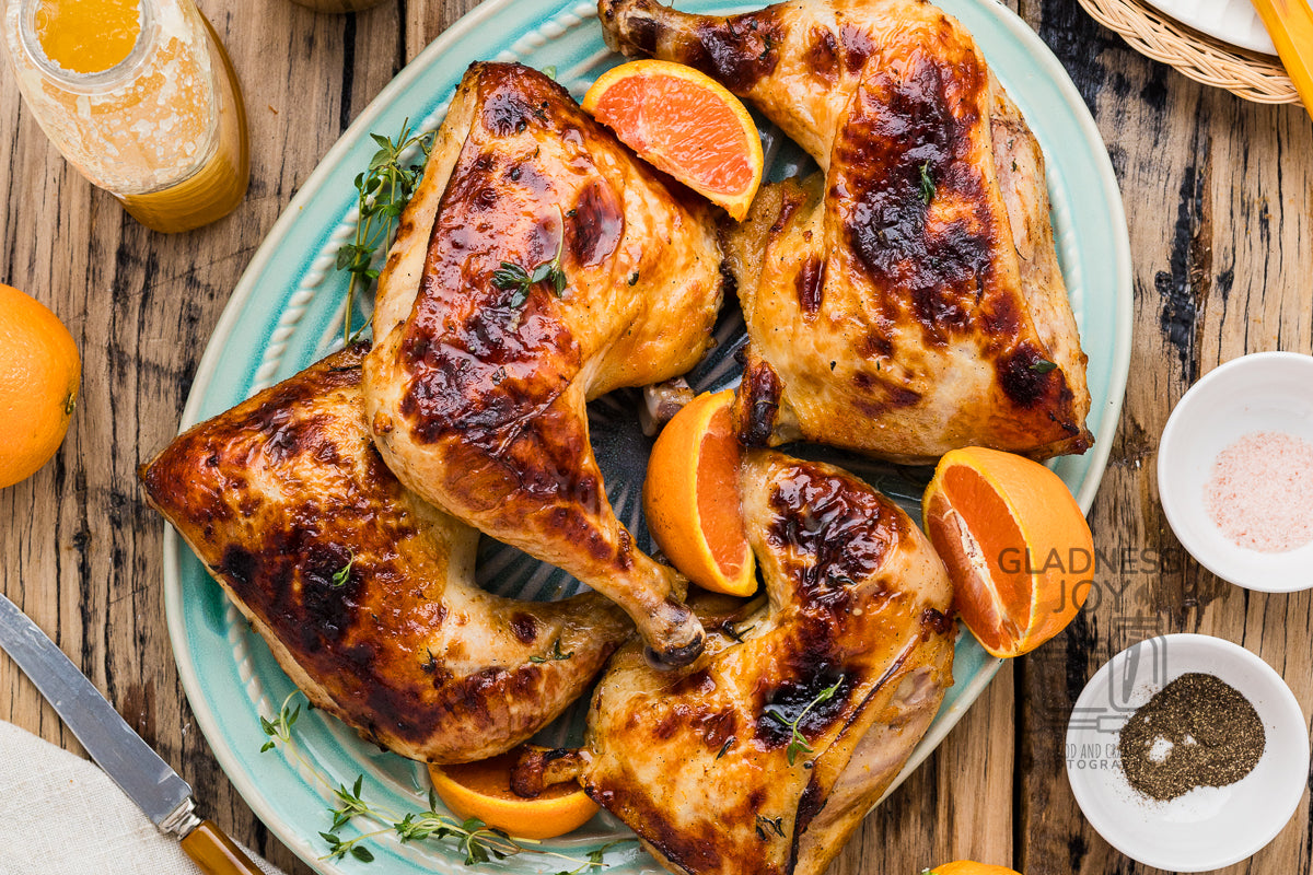 Baked Chicken Leg Quarters & Orange Vinaigrette