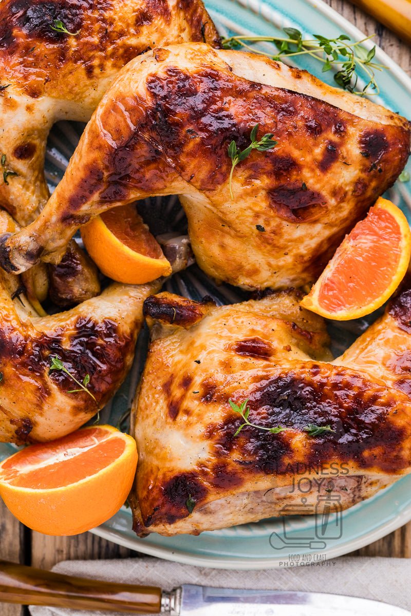 Baked Chicken Leg Quarters & Orange Vinaigrette
