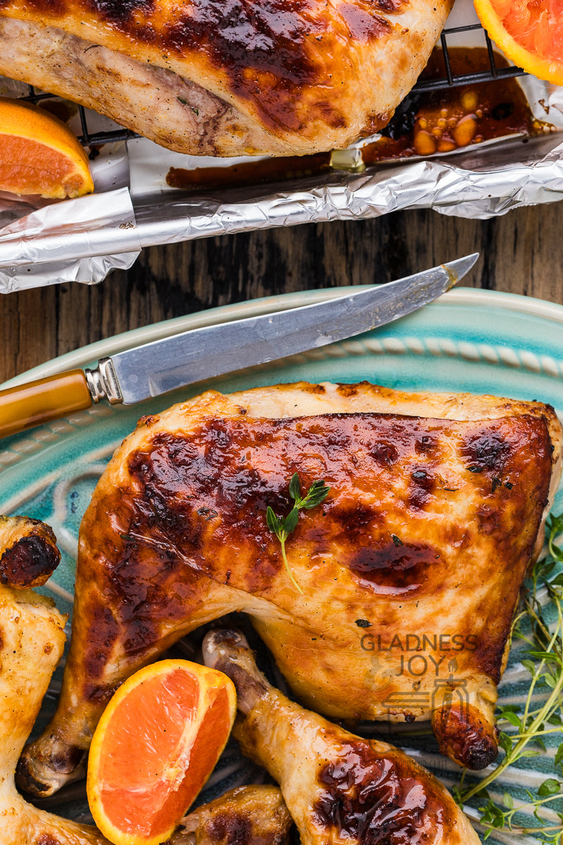 Baked Chicken Leg Quarters & Orange Vinaigrette