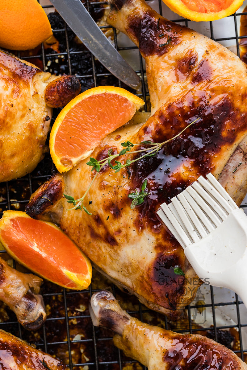 Baked Chicken Leg Quarters & Orange Vinaigrette