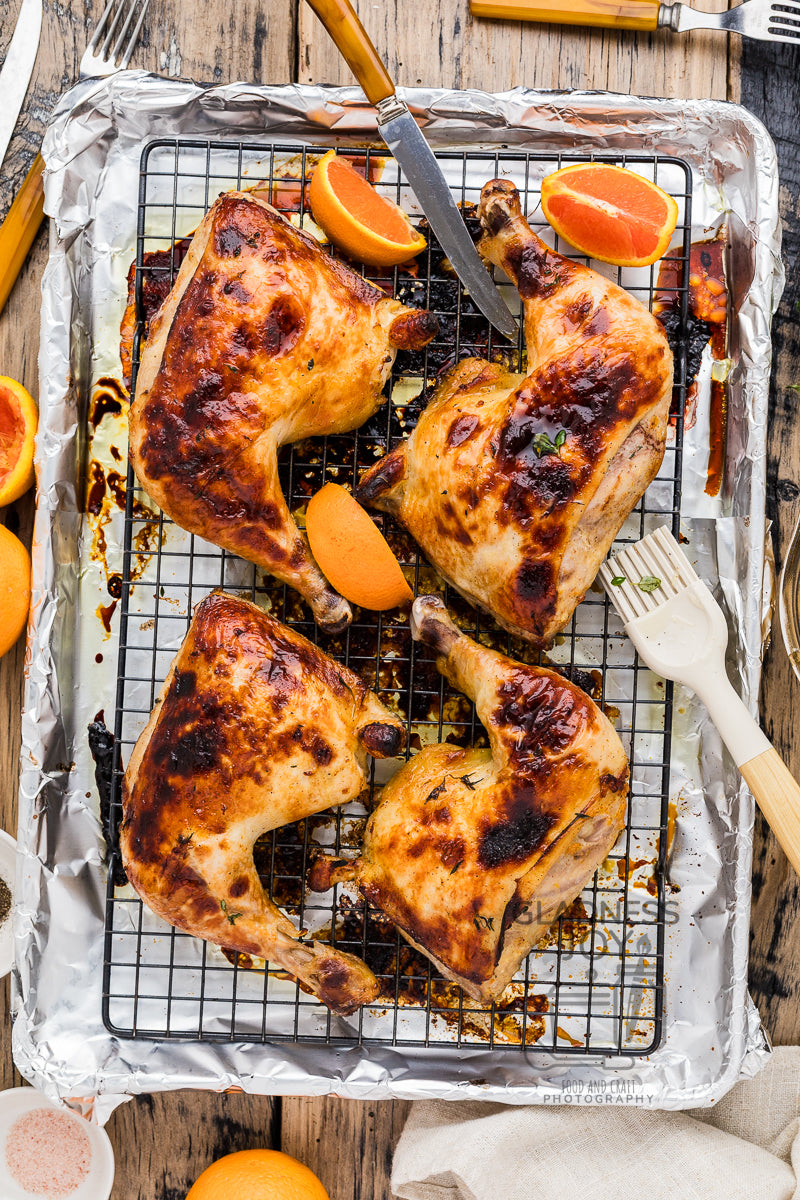 Baked Chicken Leg Quarters & Orange Vinaigrette