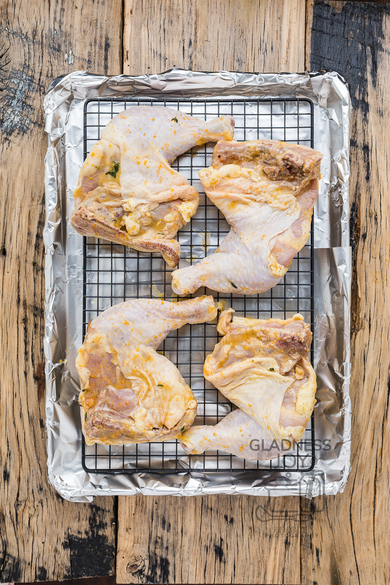Baked Chicken Leg Quarters & Orange Vinaigrette