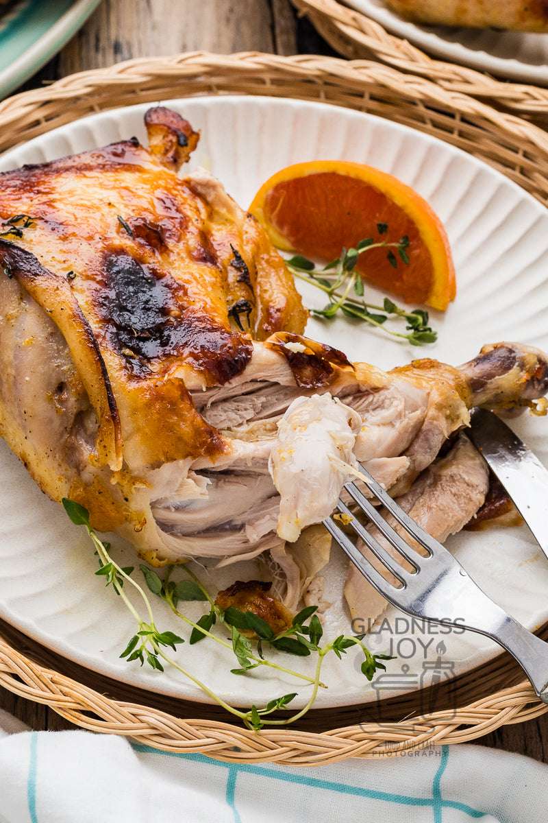 Baked Chicken Leg Quarters & Orange Vinaigrette