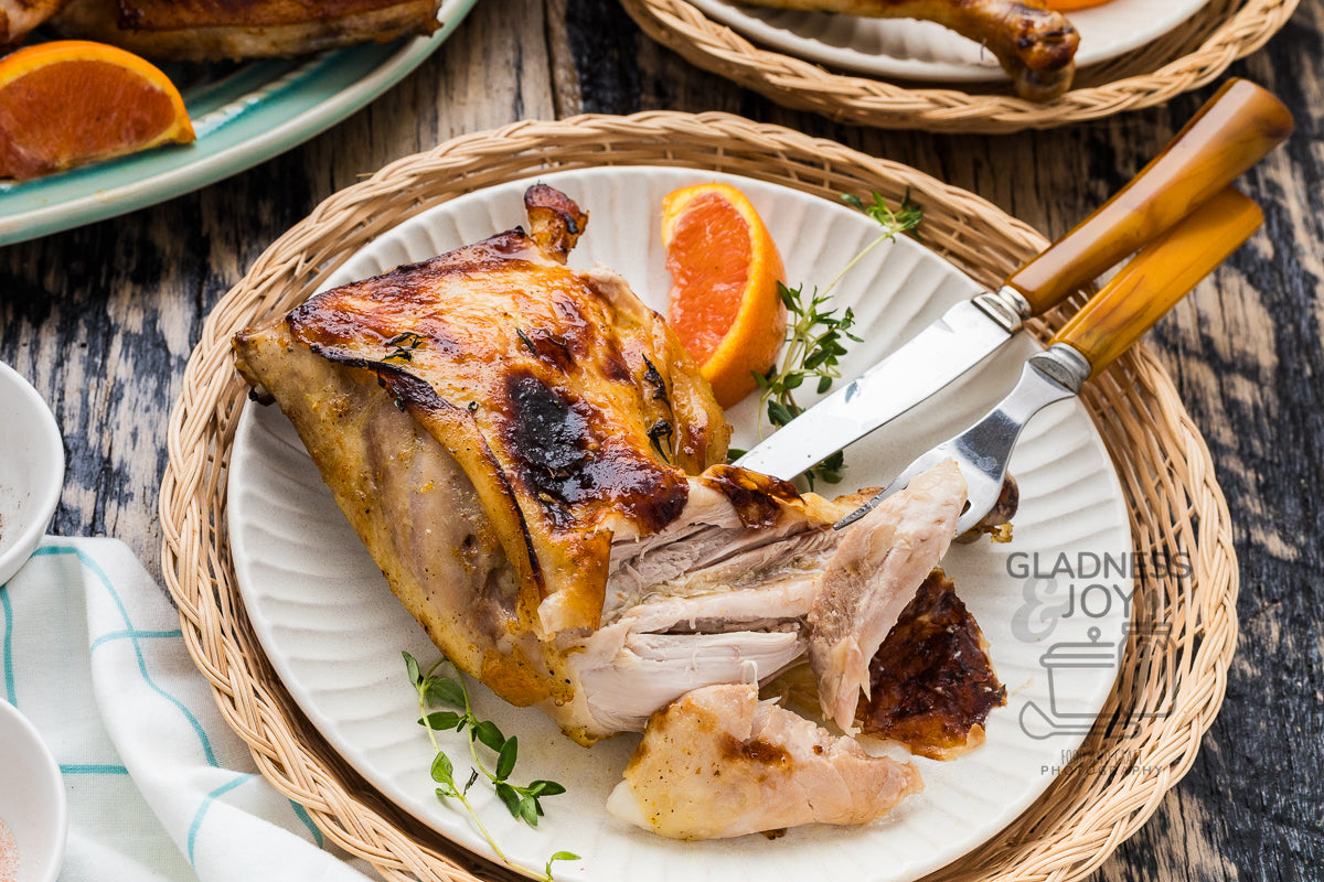 Baked Chicken Leg Quarters & Orange Vinaigrette